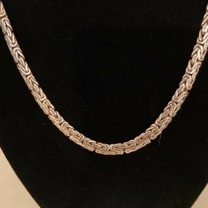 925 Sterling Silver Byzantine Style Chain 18” Necklace 43 Grams